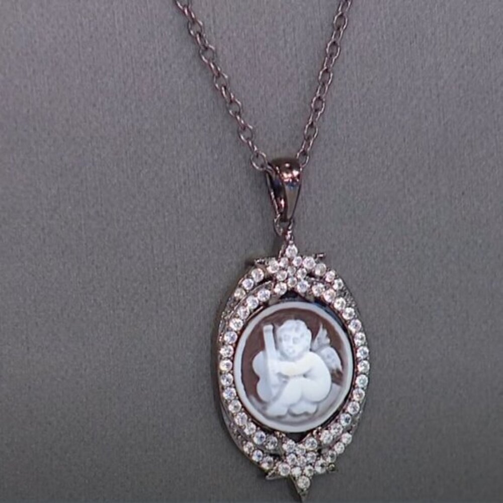 Rarities Carol Brodie "Little Angel" Carved Cameo Pendant with Chain